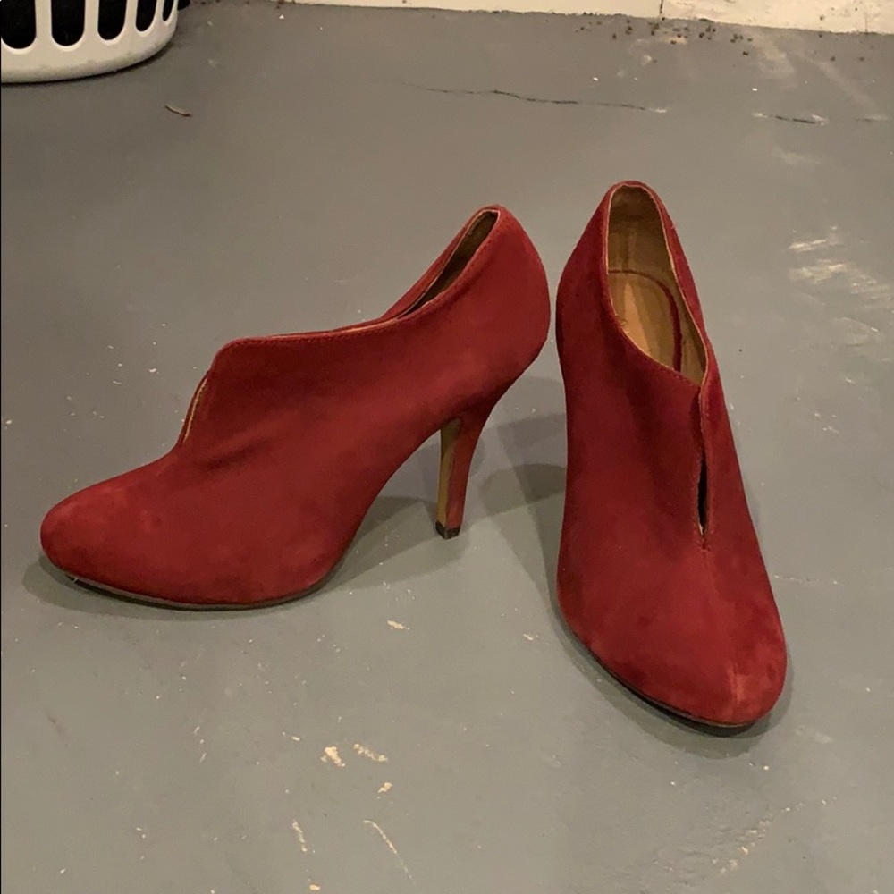 Burgundy suede booties